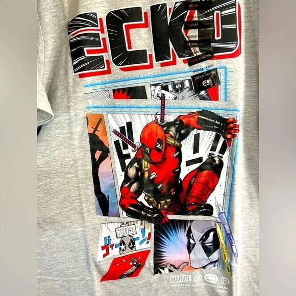 Marvel x Ecko - Deadpool - Medium Grey T Shirt  - BNWT - 🌮⚔️🐞 - Picture 1 of 5